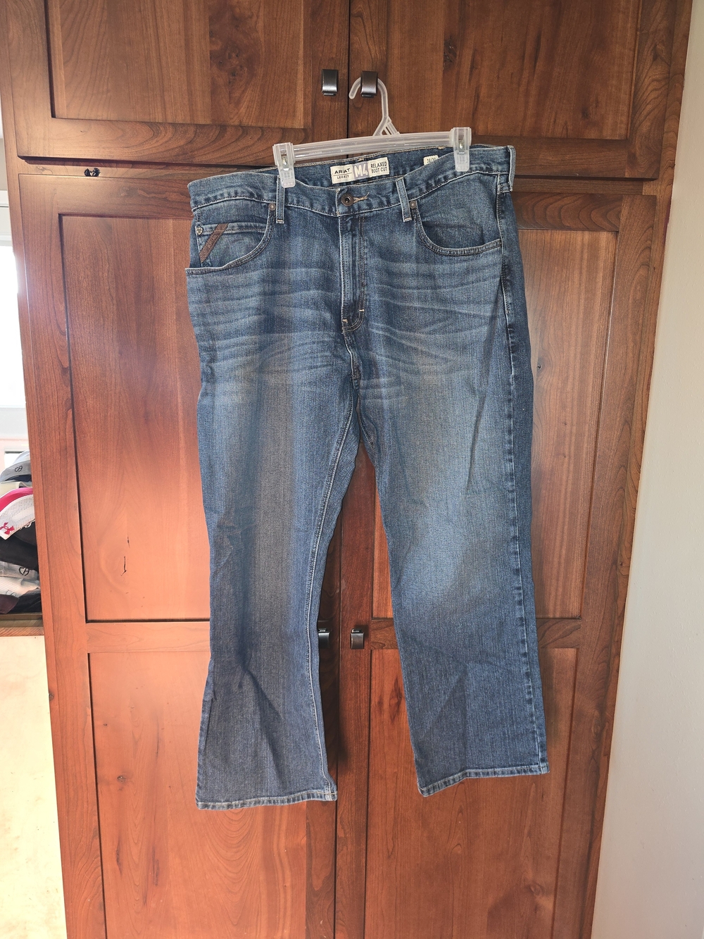 Ariat Men's Blue Bootcut Jeans with Faded Whiskering